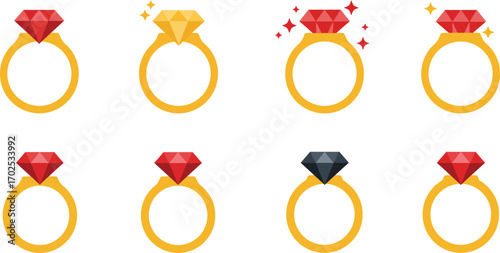 a collection of rings with various gemstones displayed