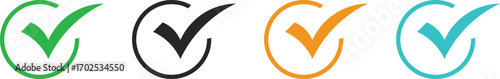 Colorful Checkmark Icons within Circles for Approval, Success, and Completion