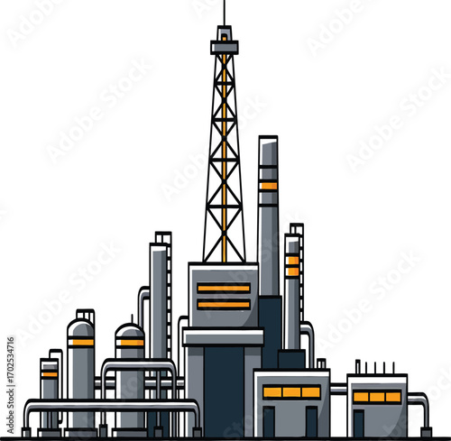 Vector, illustration, mining, natural gas, industry, poster,