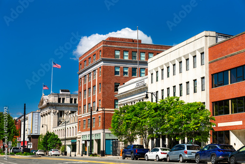Obraz na plátně View of Pittsfield's historic downtown in Massachusetts, featuring brick and sto