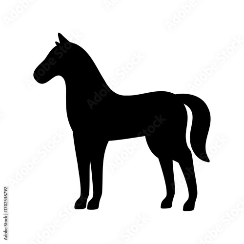 Silhouette of a strong horse standing in a proud and noble manner