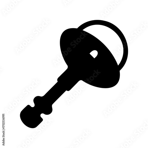 Vintage Black Silhouette Key with Ornate Bow for Security or Access