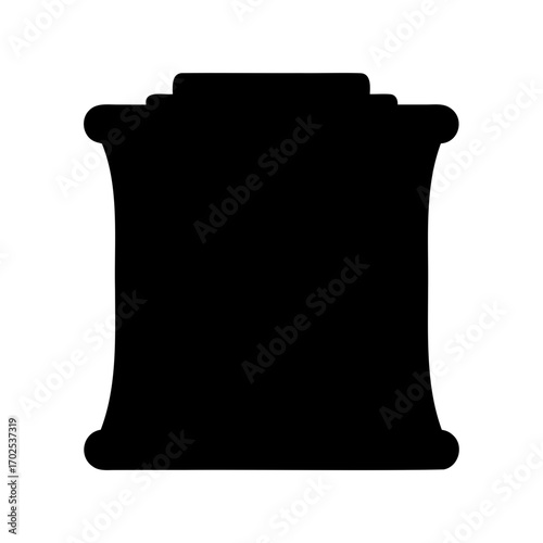 Black silhouette of an ancient pillar or column, architectural art form
