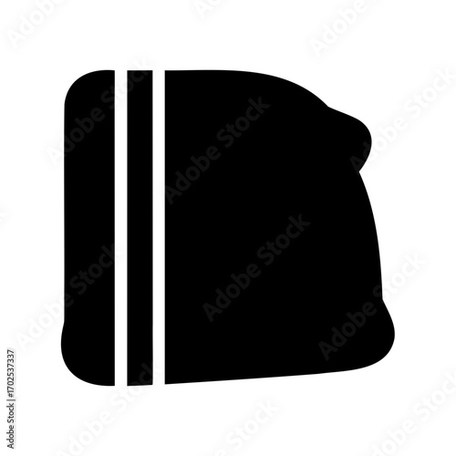 Stylized black luggage bag with two white stripes on the side