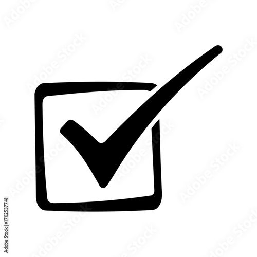 Black tick inside square outline indicating approval or a choice selected