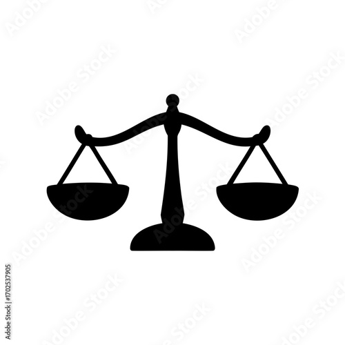 Justice Scales, representing legal fairness and equality in black silhouette design