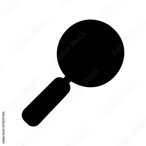 Black and white magnifying glass icon with simple handle and lens shape