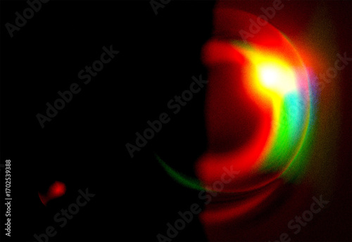 Vibrant abstract light flare creating a beautiful colorful arc of spectral energy on a black background, ideal for modern graphic design projects