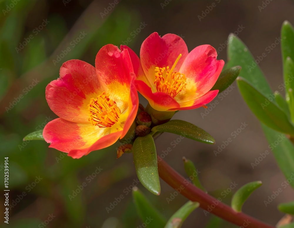 Fototapeta premium Close-up of vibrant orange-red flowers