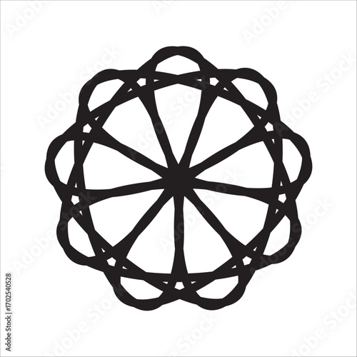 Geometric radial pattern, symmetrical design, decorative motif, artistic symmetry, abstract graphic element