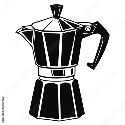 Black and White Silhouette of a Classic Moka Pot Coffee Maker espresso maker stovetop