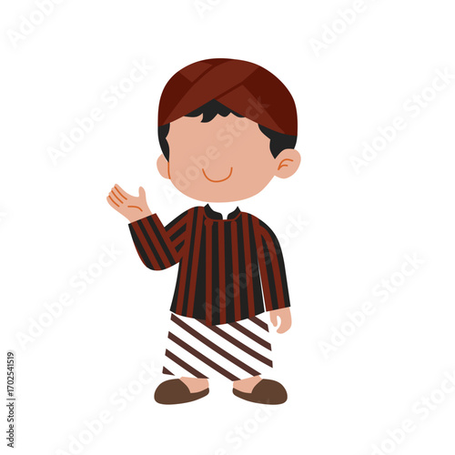 Cute Javanese Boy Greeting Illustration