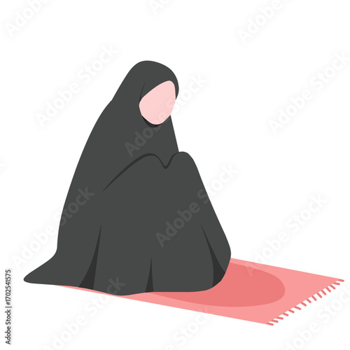Muslim Woman Praying Illustration