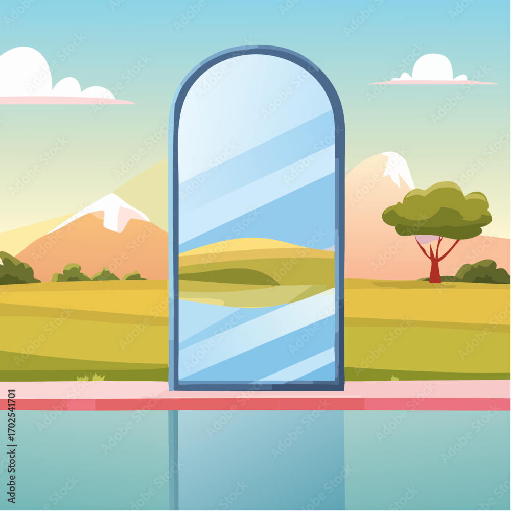 Fototapeta premium Mirror Reflecting a Dreamlike Landscape