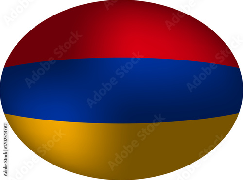 3D Flag of Armenia: Round Glossy Badge & National Symbol