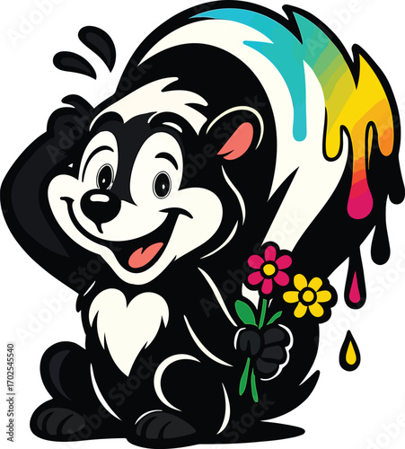 Striped Skunk in an Exaggerated Oops Pose