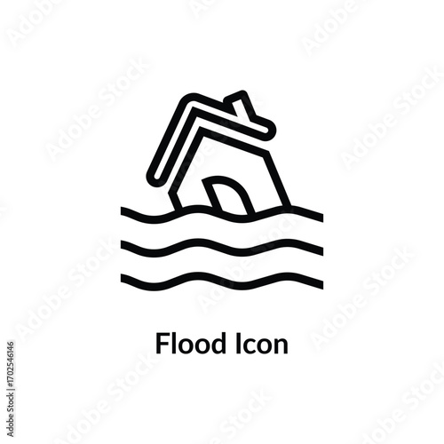 Flood Icon Vector Illustration. Flooding Water Icon. Natural Disaster Water Overflow Vector Symbol. 