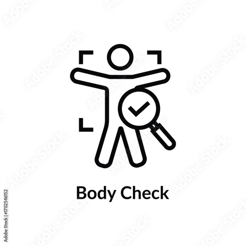 Body Check Icon Line Art Vector. Health Medical Examination Vector Symbol. Human Body Check Icon.
