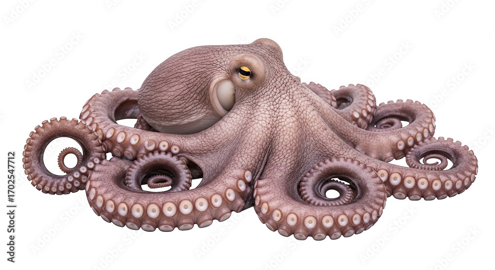 Obraz premium Common Octopus Closeup On Black Background