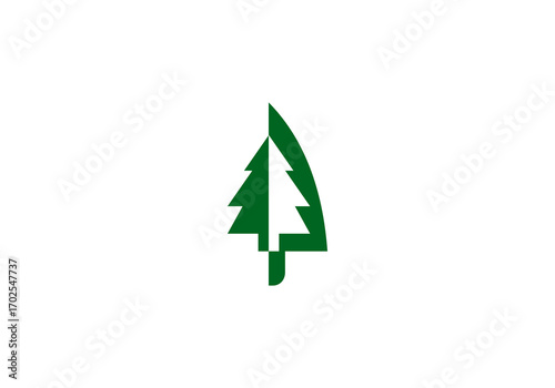 pine tree knife illustration vector logo