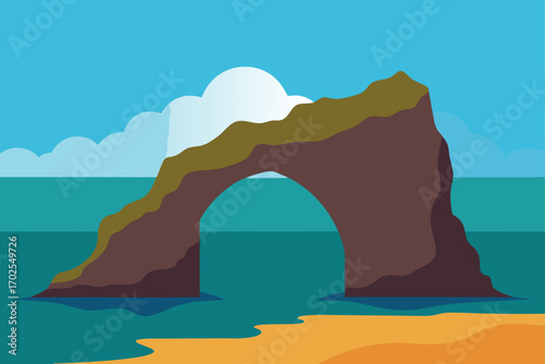 Rocky Arch Formation on Ocean Shore