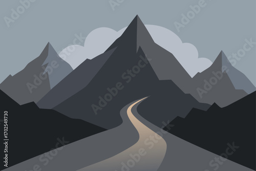 Rocky Mountain Pass with Misty Peaks
