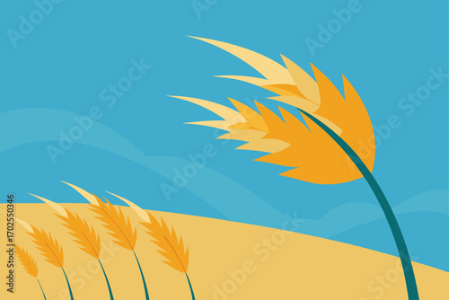 Golden Wheat Field in Summer Breeze