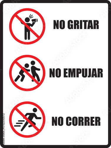 Rotulo para imprimir de escuela no gritar, no empujar