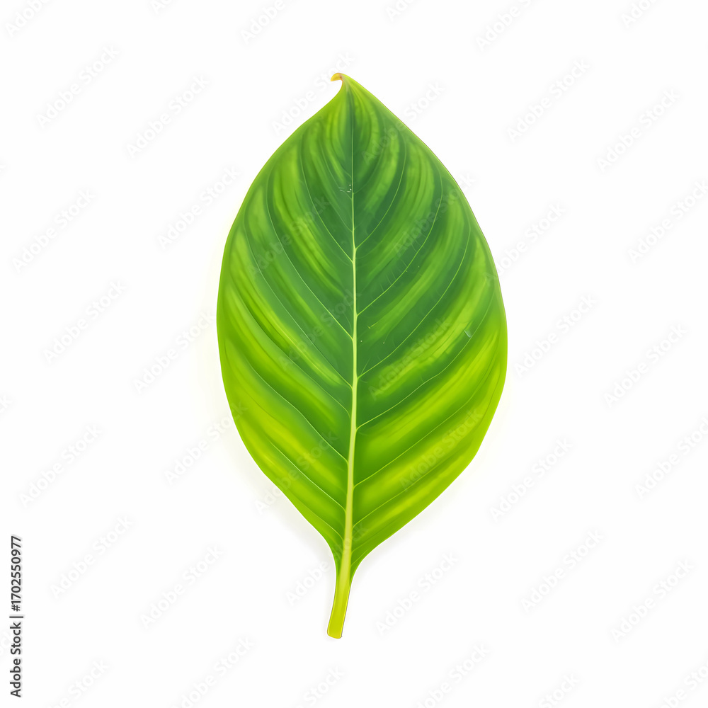 Obraz premium Close up of a green leaf isolated on white background for decoration use