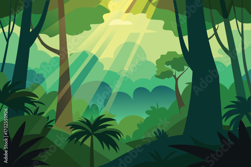 Dense Rainforest with Sunlight