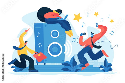 Corporate entertainment concept with music and dancing