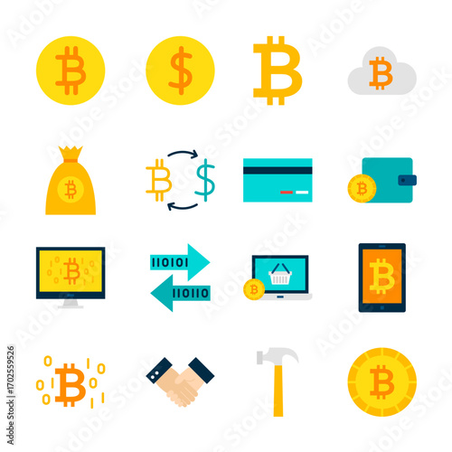 Set of Cryptocurrency and Digital Finance Icons