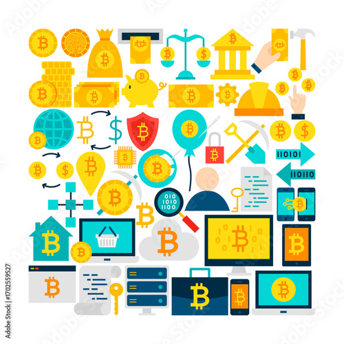 Bitcoin Cryptocurrency Icons Set