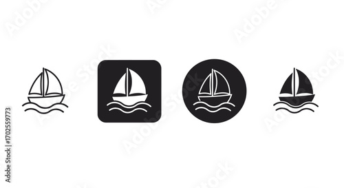 Sailboat icons isolated on white background a collection of sailboat illustrations in various styles, representing maritime travel and nautical themes