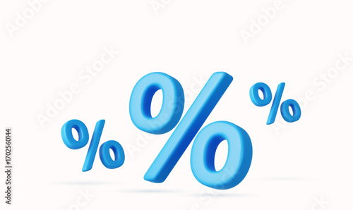 Blue Percentage Signs Floating in Air Discount Offer