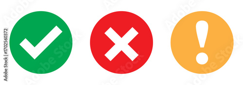 Set of red tick mark and cross mark isolated with white background, check and red cross mark icon set. checkmark and x mark icon use for apps and website. checkmark, icon, vector.