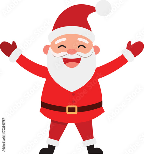 Cheerful Santa Claus with Open Arms Ready to Spread Holiday Cheer