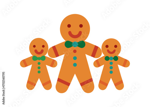 Gingerbread Family Illustration Festive Holiday Baking Christmas Cookies and Sweet Treats on white background