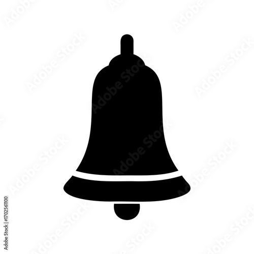 Silhouette of a traditional black bell on a white background, a symbol for ringing