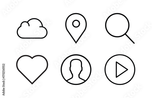 Set of basic line icons