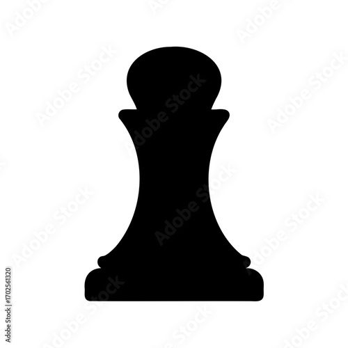A Single Chess Pawn in Solid Black Over a Plain White Background