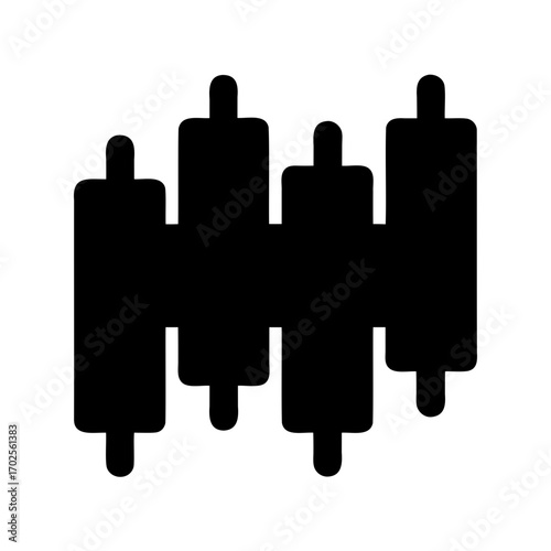 Black silhouette of a financial market chart with four candlesticks representing trading data