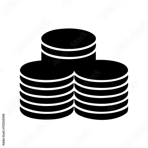 Three Stacks of Coins on Top of Each Other in Black and White