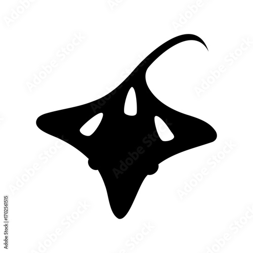 Silhouette of a Beautiful and Graceful Manta Ray Swimming in the Ocean