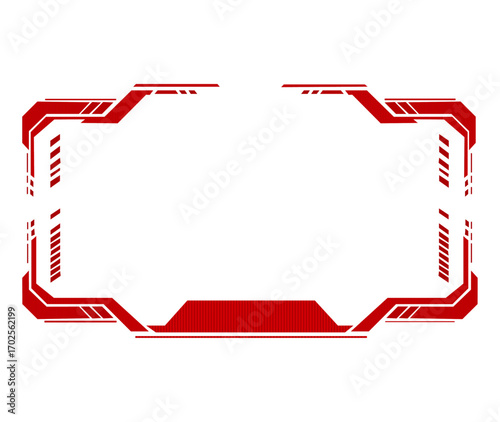  Streaming, Gaming ,Futuristic Red Tech Frame, Digital Interface Design, Abstract Geometric Sci-Fi Element, Modern UI Overlay, Data Display Border, Innovation