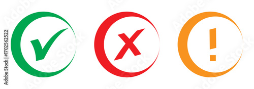 Check mark icon and X icon for app or website. Green and red OK and X squared icon. Vector icons for your design. Vector EPS 10