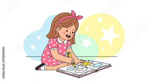 Joyful Child Doodling Illustrations, Illustrating Sunny Skies And Brightening With Creativity