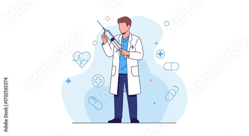 Medical Professional Holding Syringe Ready To Give Injection For Healthcare