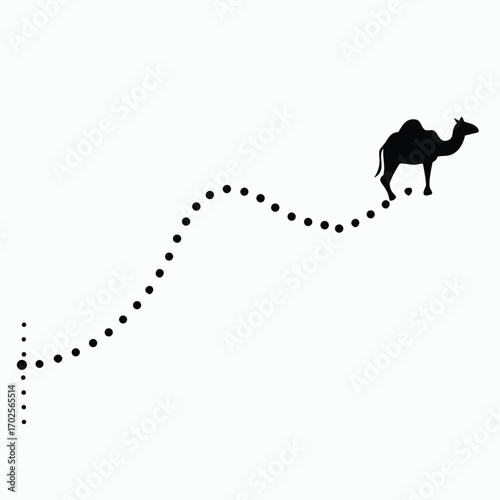Minimalist camel caravan trail vector illustration scalable travel icon in svg format vector