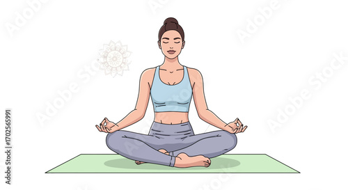 Meditative Woman Symbolizing Relaxation, Balance, And Wellness Through Yoga Practice